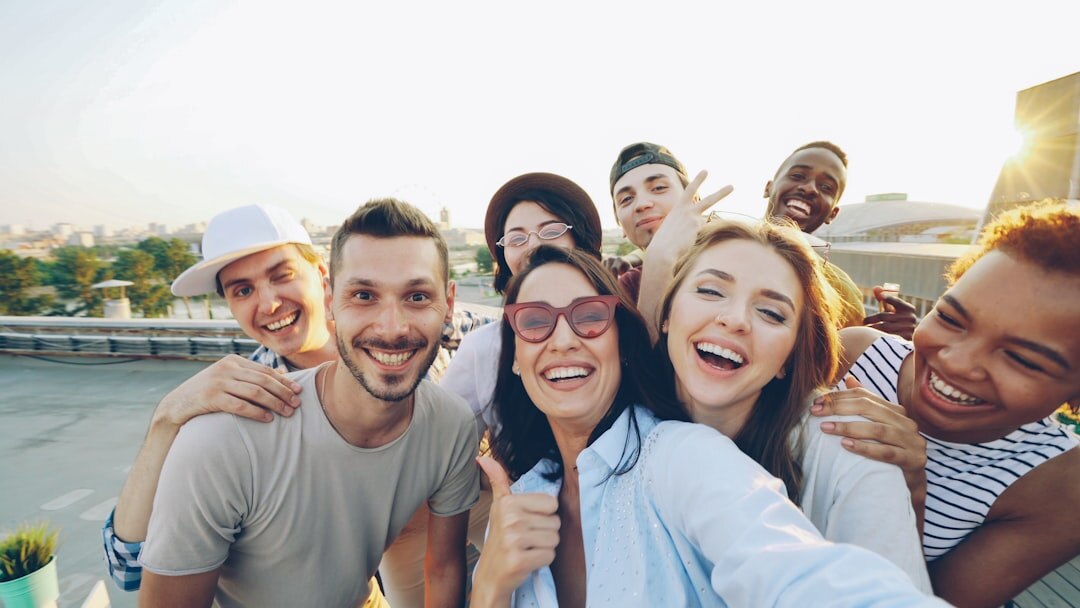 diverse young adults smiling