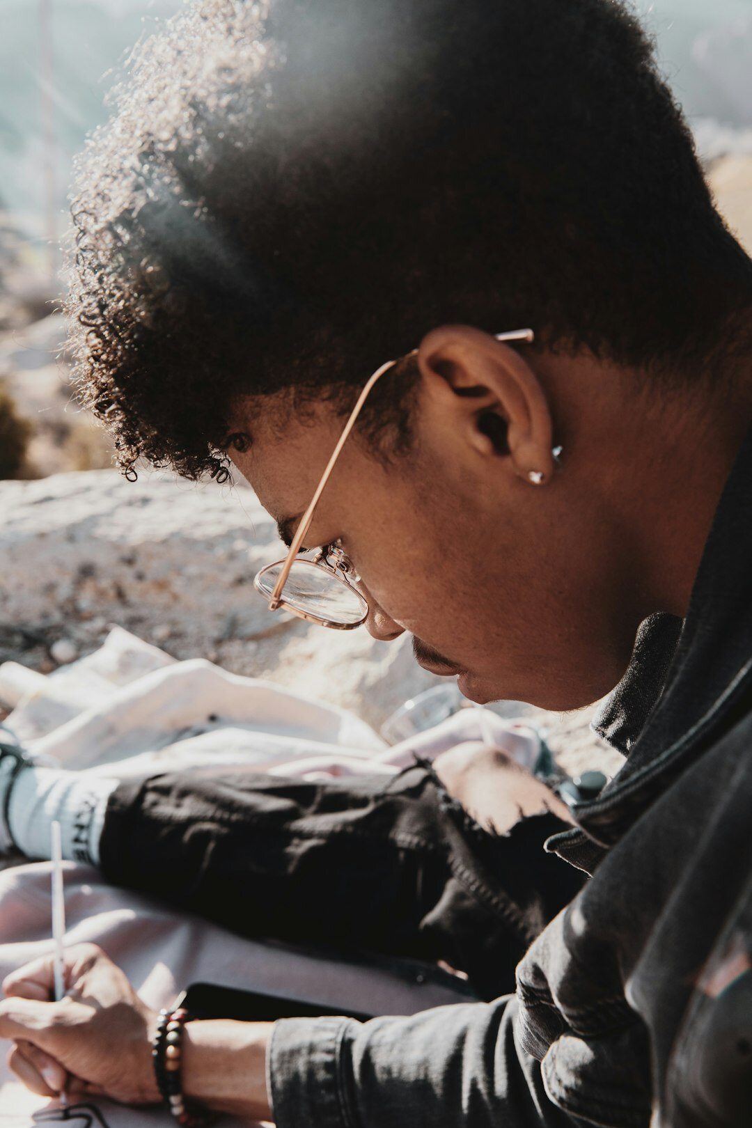 young man reviewing documents